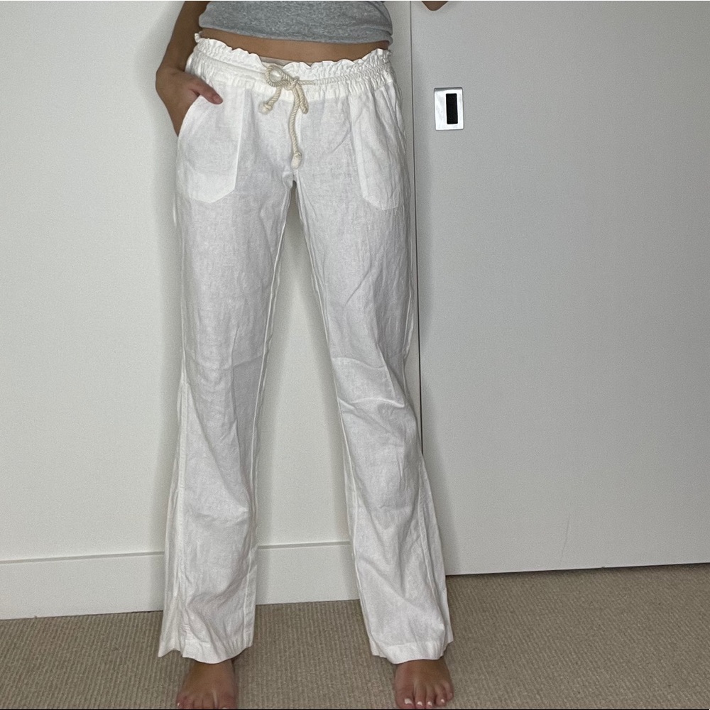 White linen pants